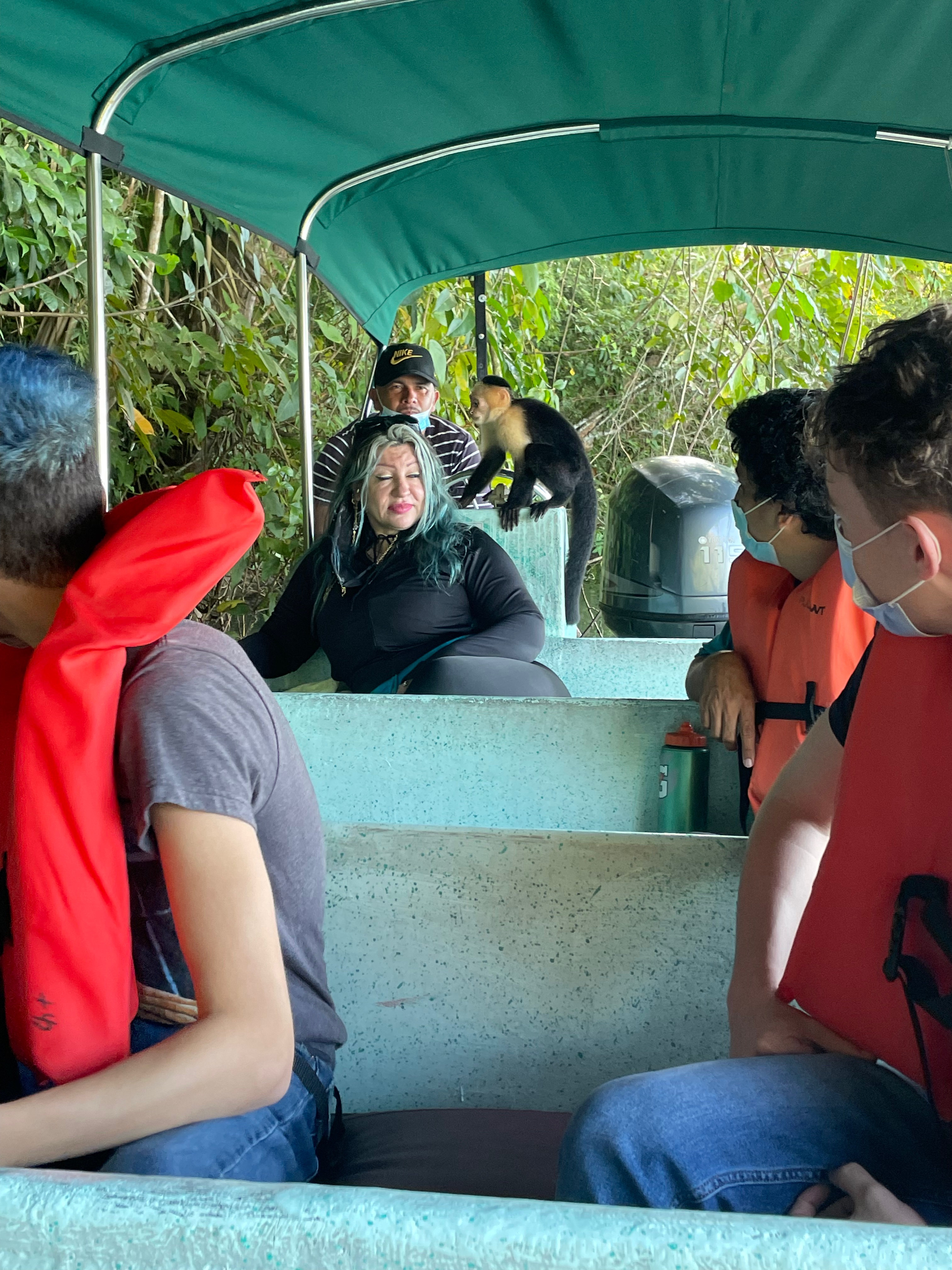 Monkey on a boat Monkey Island Panamá