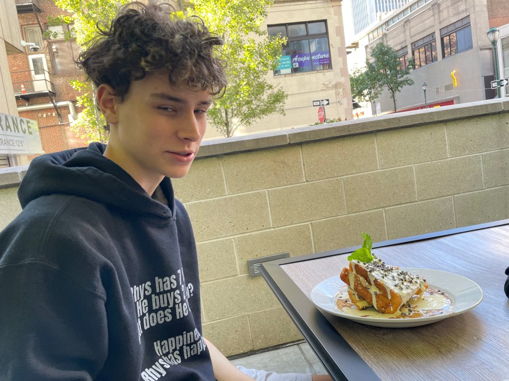 Even Rhys was overwhelmed with the cookie dough stuffed French Toast